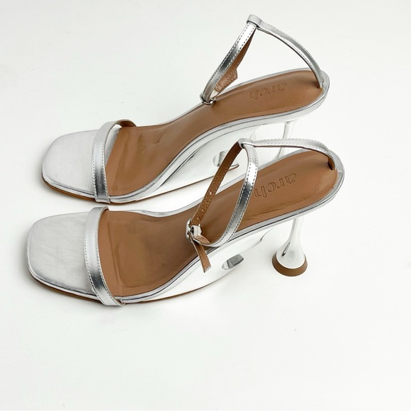 ARCH Lovestruck Silver Chrome Adjustable Ankle Straps Heart Inspired Heels 6.5 - Picture 5 of 8